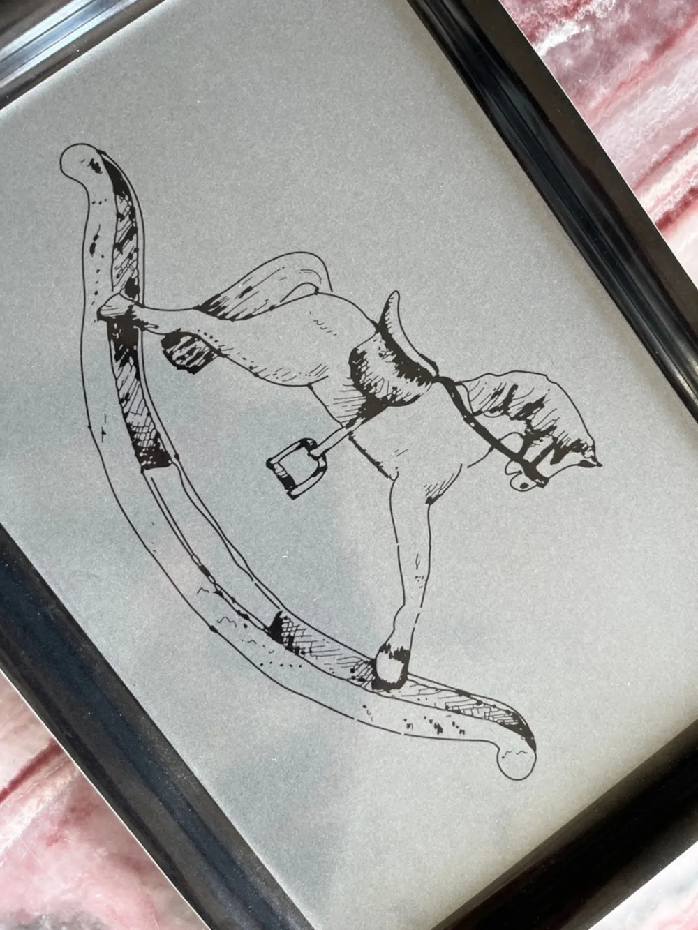 IKEA vintage rocking horse grey black small Tray